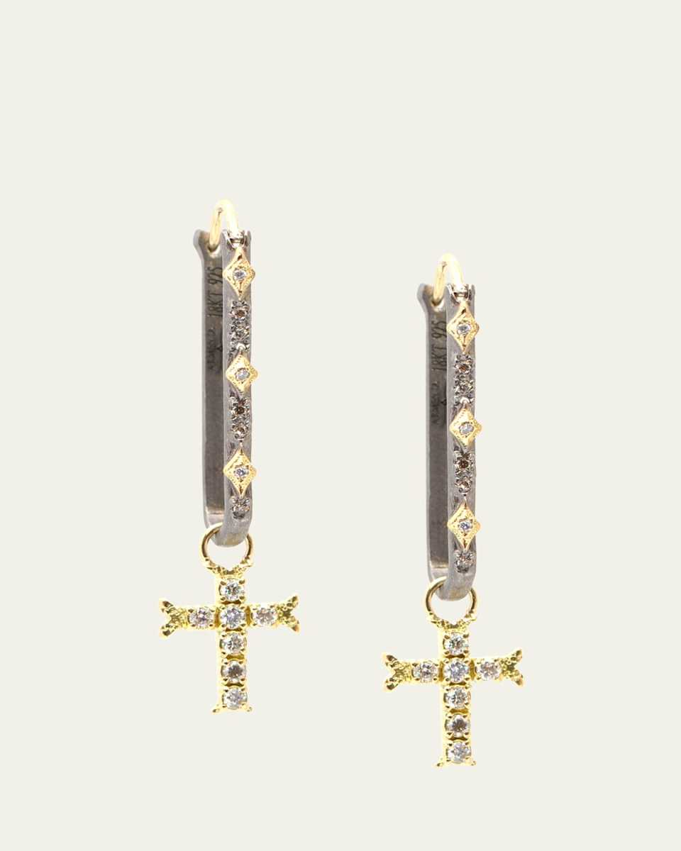 Old World 26mm Paperclip Earrings with Pave Cross Drops
